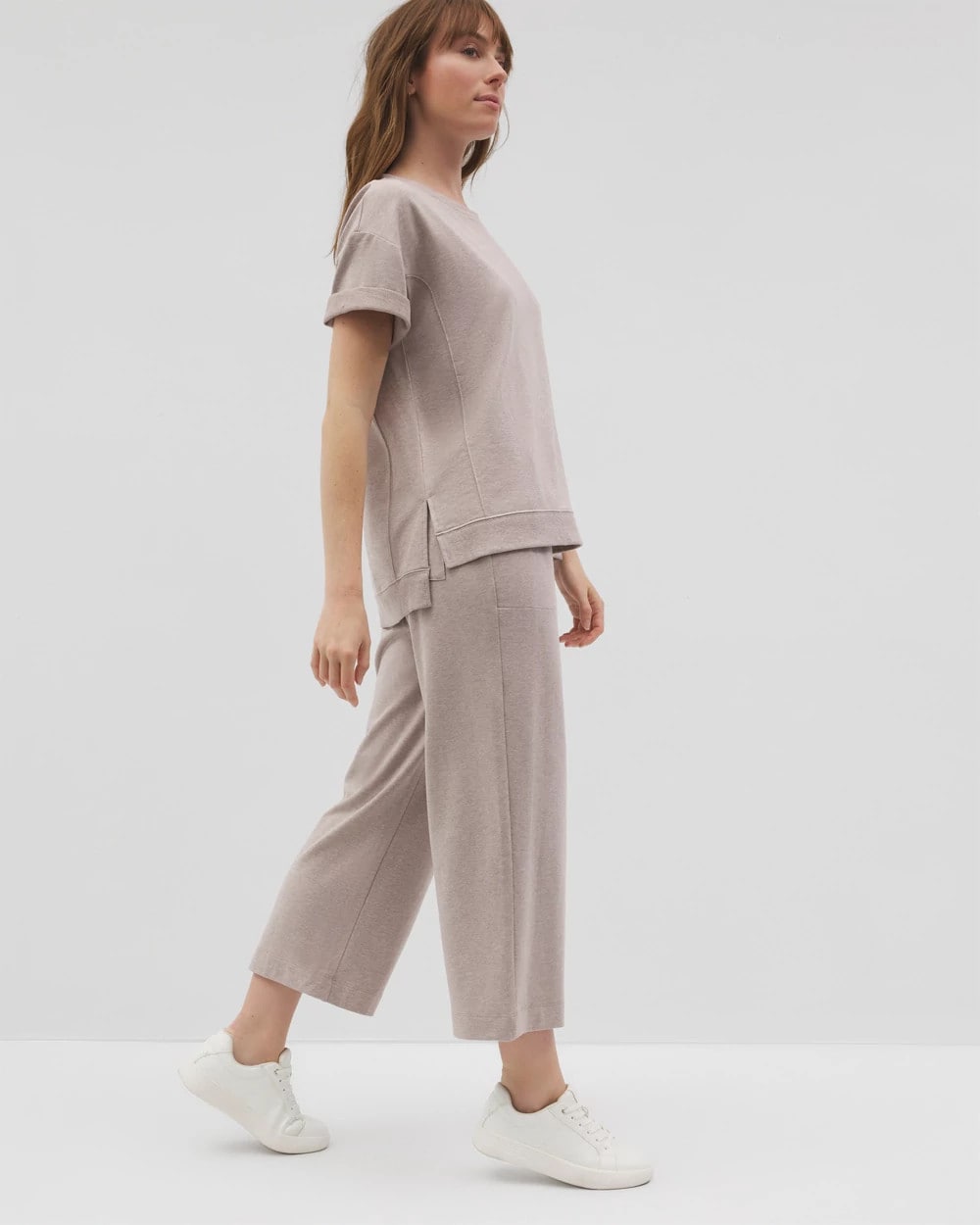 HEATHER MINK - Wide Leg Crop Pant