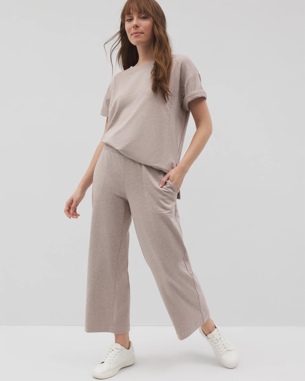 HEATHER MINK - Wide Leg Crop Pant
