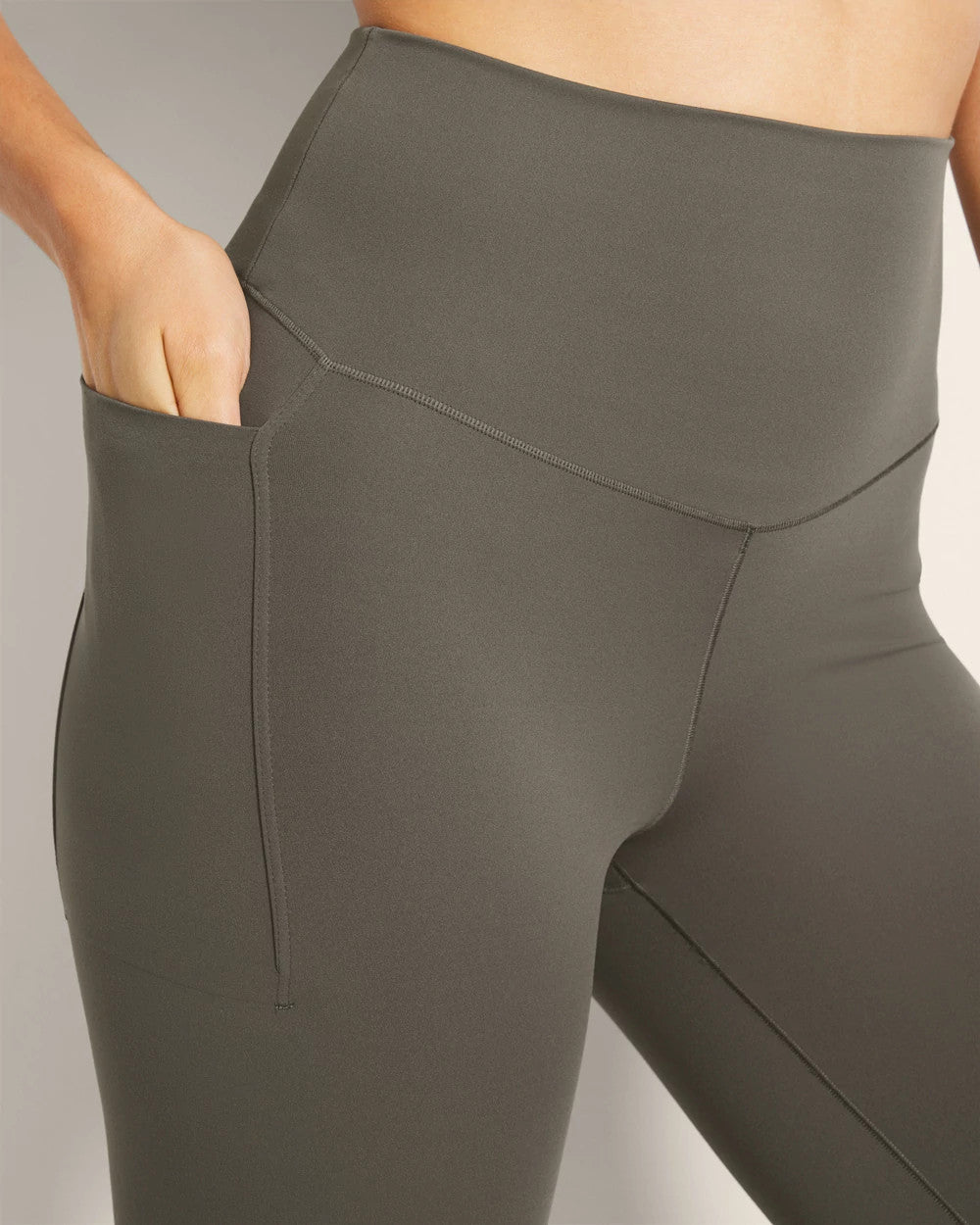DARK GRAY OLIVE - High-Waist Pocket Leggings