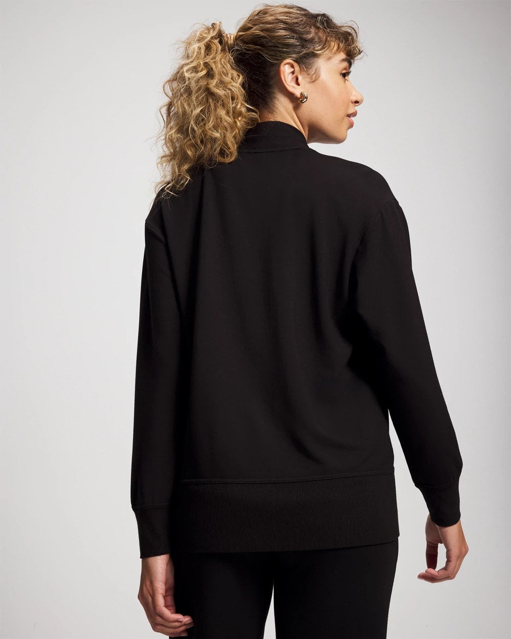BLACK - Ultrasoft Fleece Relaxed Button Up Cardigan