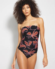 STAMPED TROPICS M BK BRN - Bandeau Tankini Top
