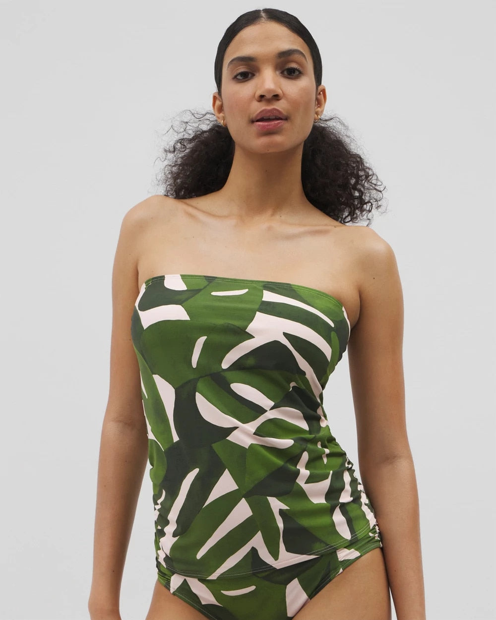 TROPICAL BREEZE MID PALM - Soma Swim Bandeau Tankini Top