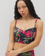 LE TIGRE TROPICAL NAVY - Soma Swim V-Wire Cropped Bikini Top