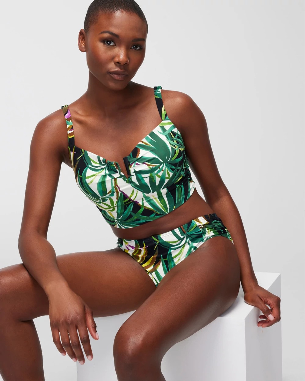 BUNGALOW PALMS MINI IVORY - V-Wire Cropped Bikini Top