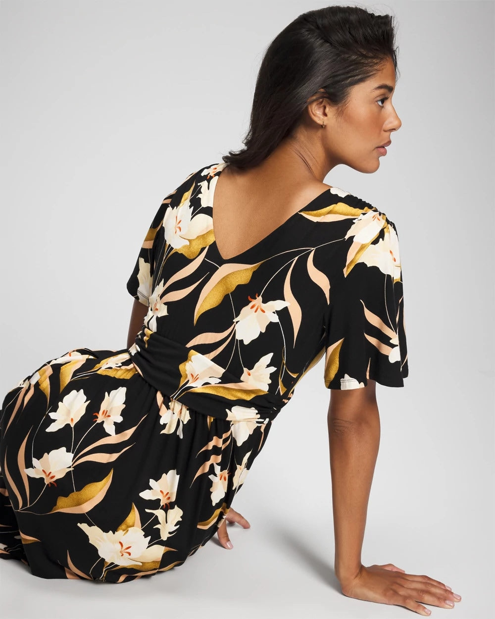 MYSTIC BLOOMS DRAMA BLACK - Pamilla Midi Bra Dress