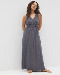 DESTIN STRIPE NAVY - Riviera Surplice Maxi Bra Dress