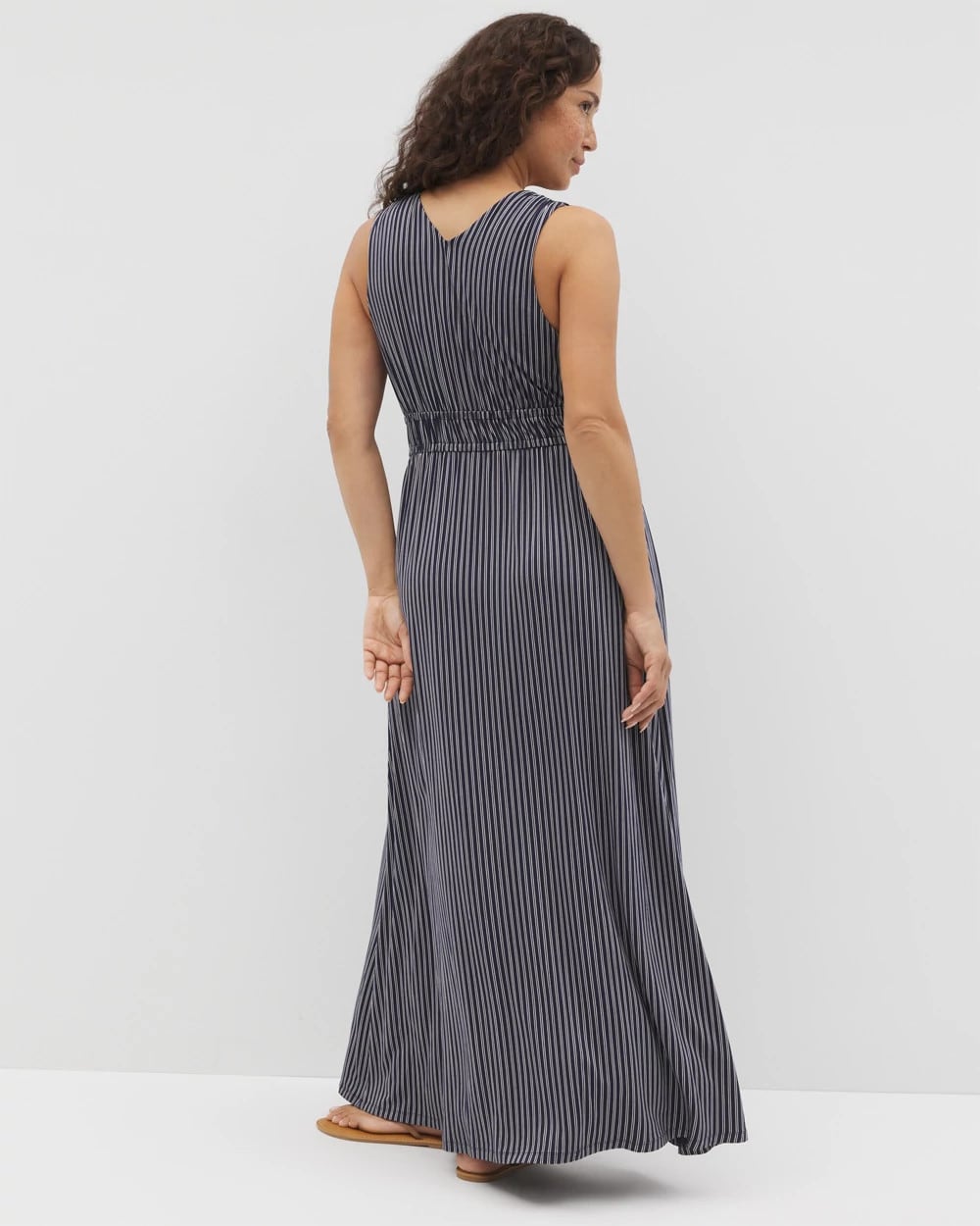 DESTIN STRIPE NAVY - Riviera Surplice Maxi Bra Dress