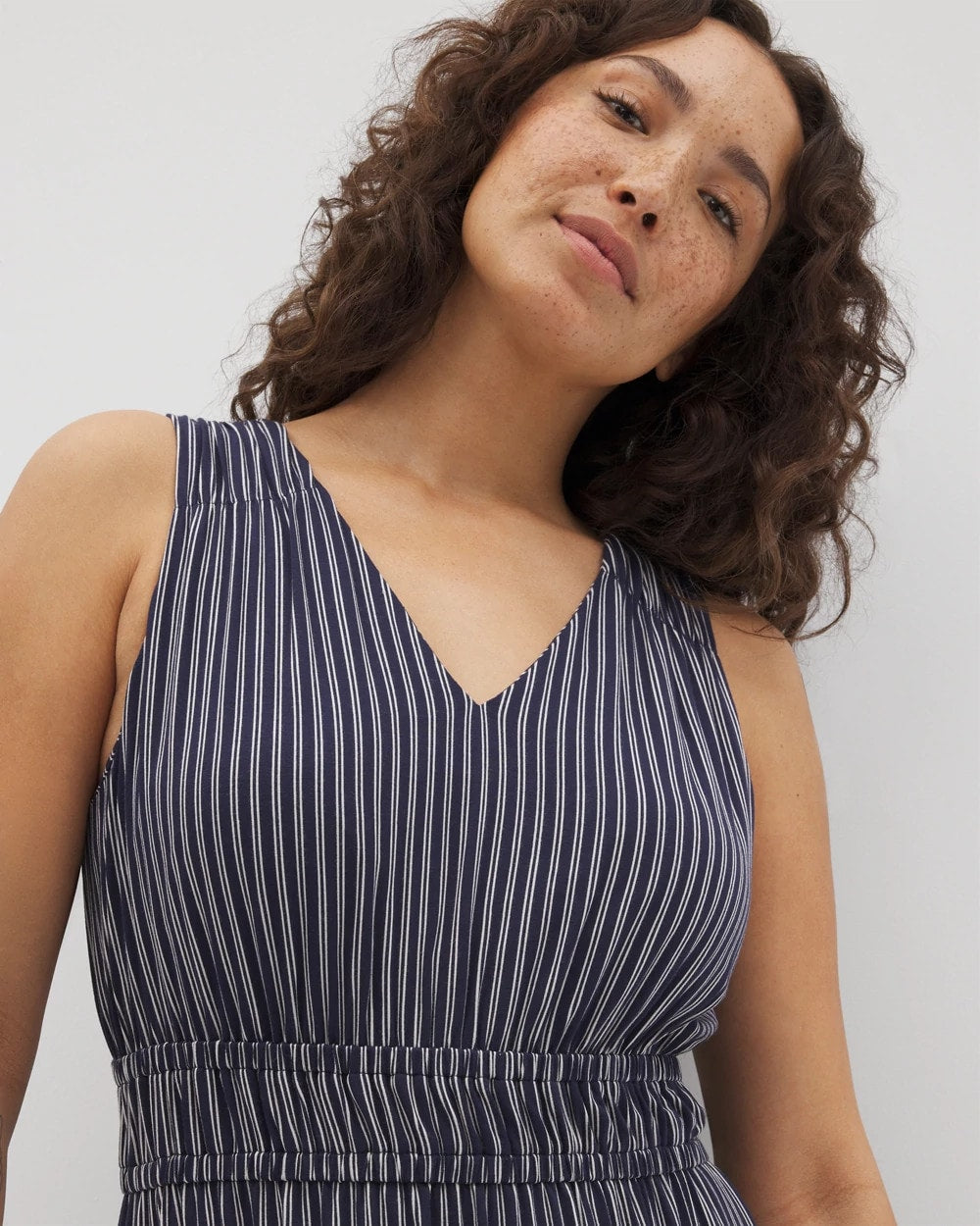 DESTIN STRIPE NAVY - Riviera Surplice Maxi Bra Dress