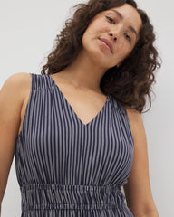 DESTIN STRIPE NAVY - Riviera Surplice Maxi Bra Dress