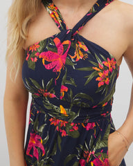 LE TIGRE TROPIC NAVY - Bayside Halter Maxi Bra Dress