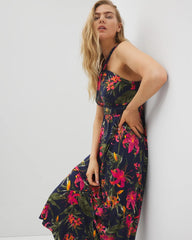 LE TIGRE TROPIC NAVY - Bayside Halter Maxi Bra Dress