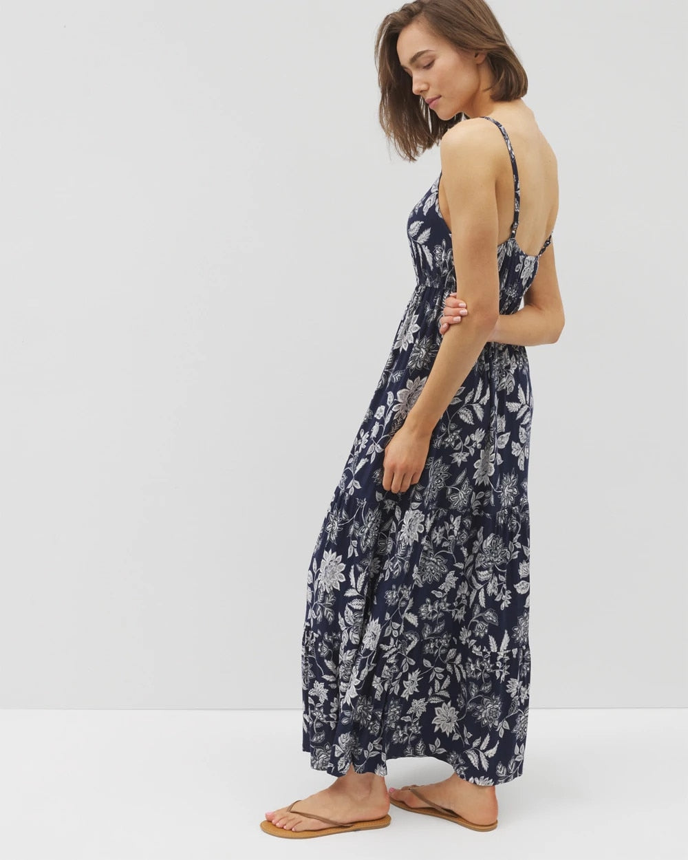 MEANDERING GARDEN A NAVY - Rio Maxi Bra Dress