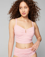 PINK STRIPE - Seersucker V-Wire Cropped Bikini