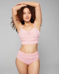 PINK STRIPE - Seersucker V-Wire Cropped Bikini