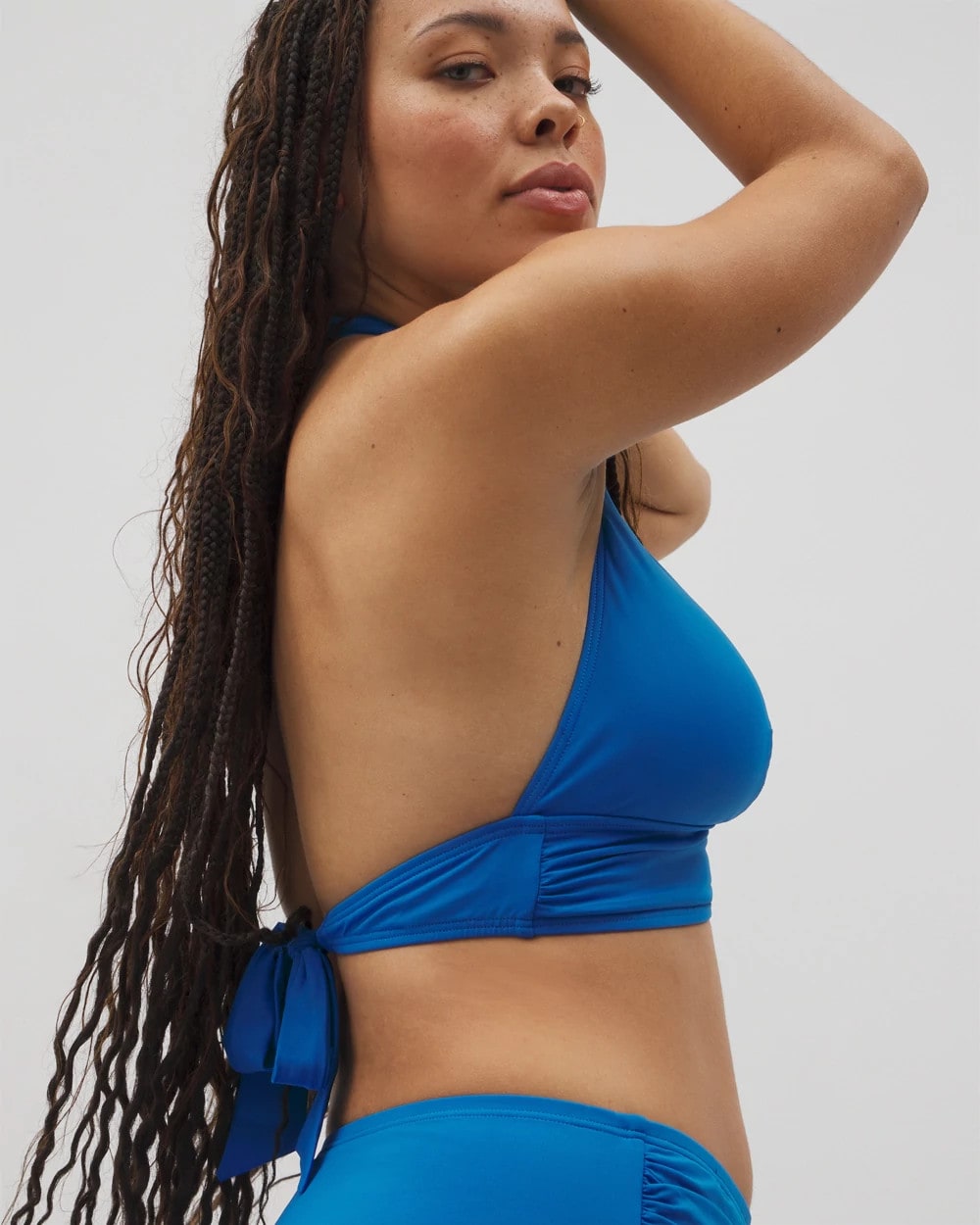 BLUE SPLASH - Shirred Halterkini Top