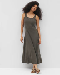 DARK GRAY OLIVE - Rib Square Neck Lounge Dress