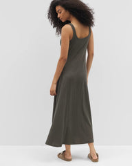 DARK GRAY OLIVE - Rib Square Neck Lounge Dress