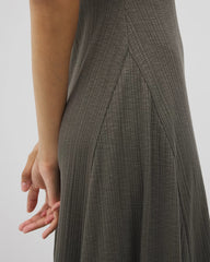 DARK GRAY OLIVE - Rib Square Neck Lounge Dress