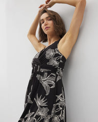 PLUMERIA BLOOMS GRAND BLK - Cross Back Strap Bra Dress