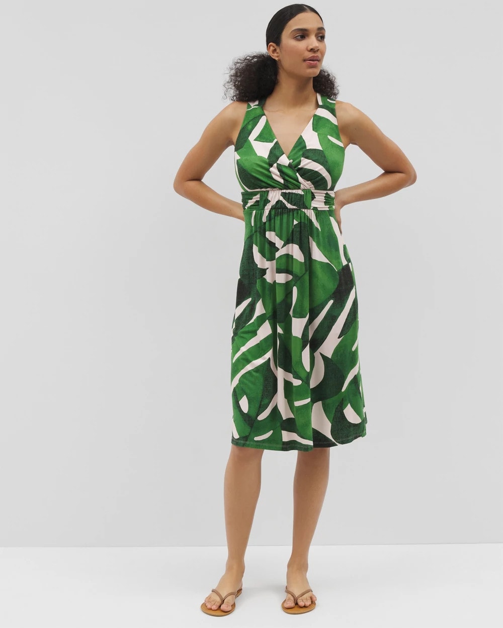 TROPICAL BREEZE G PALM - Cross Back Strap Bra Dress