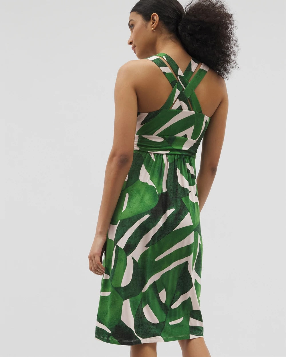 TROPICAL BREEZE G PALM - Cross Back Strap Bra Dress