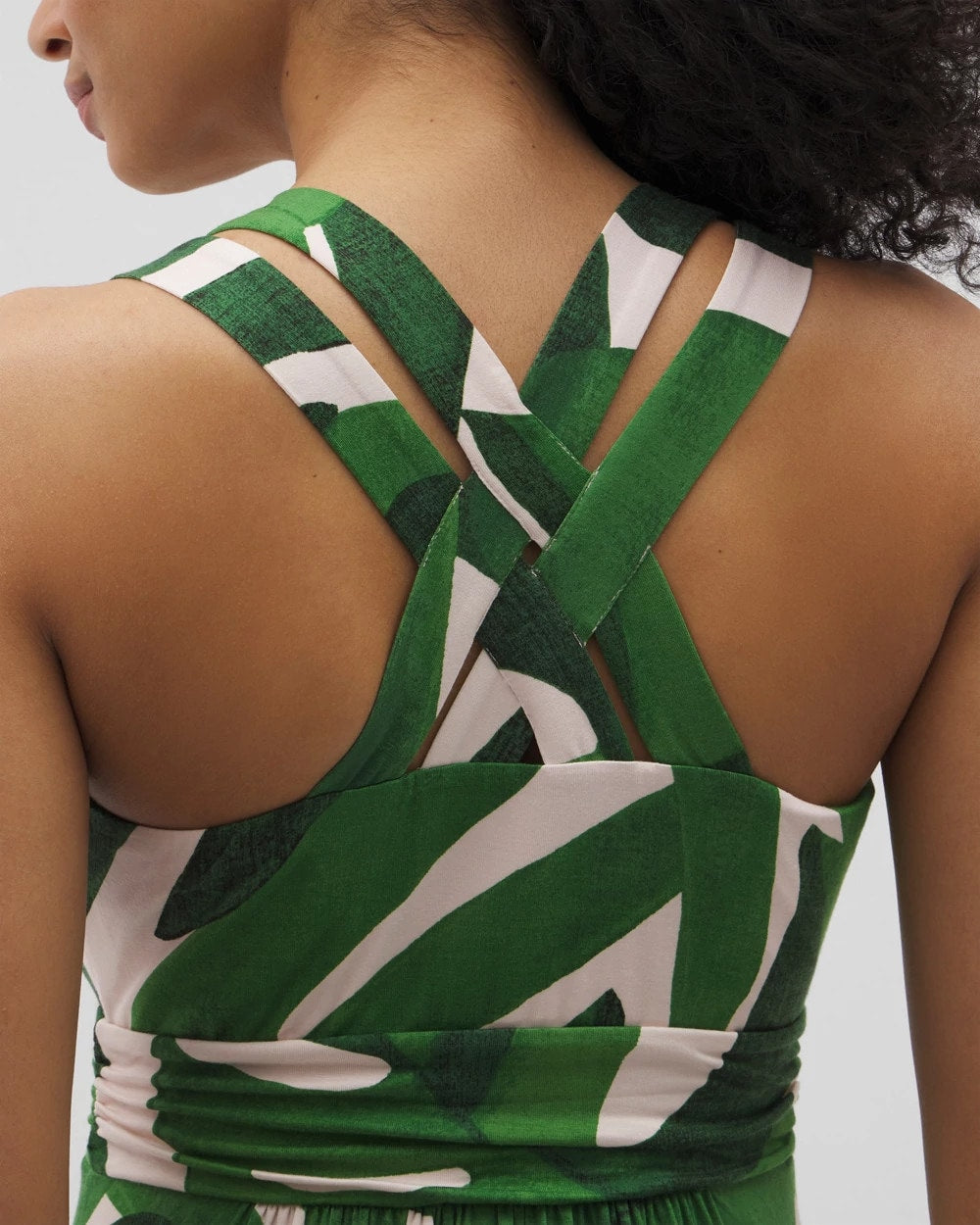 TROPICAL BREEZE G PALM - Cross Back Strap Bra Dress
