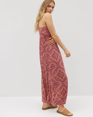 GOA GEO GRAND VELVET PLUM - Isla Cross Back Maxi Bra Dress