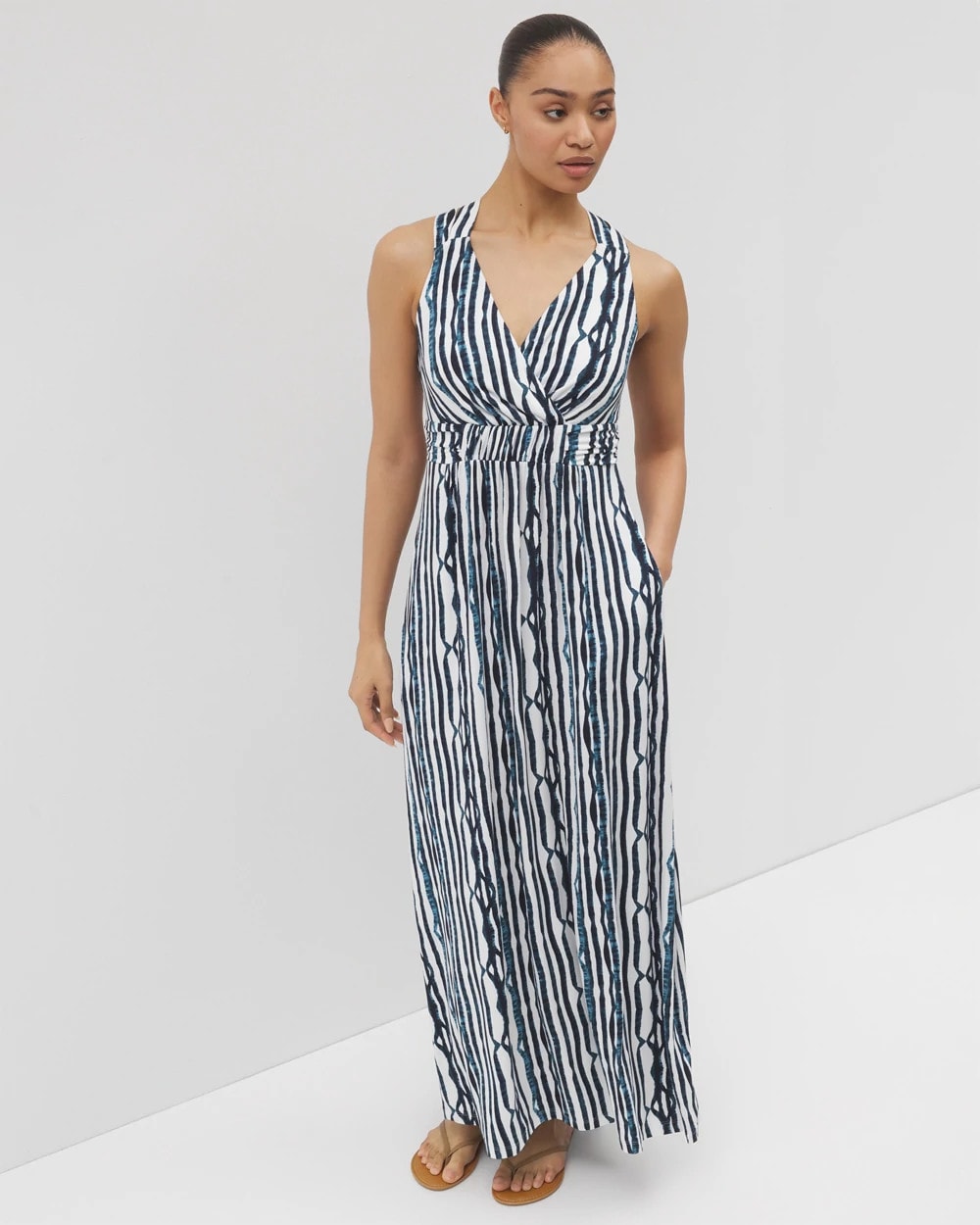 WAVES STRIPE COCONUT - Isla Cross Back Maxi Bra Dress