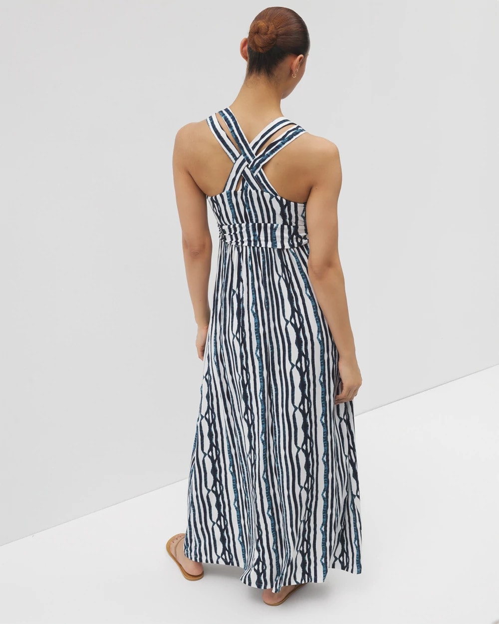 WAVES STRIPE COCONUT - Isla Cross Back Maxi Bra Dress