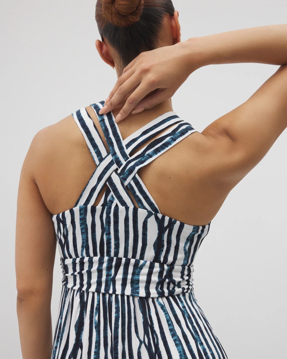 WAVES STRIPE COCONUT - Isla Cross Back Maxi Bra Dress