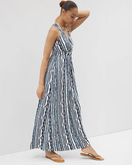 WAVES STRIPE COCONUT - Isla Cross Back Maxi Bra Dress
