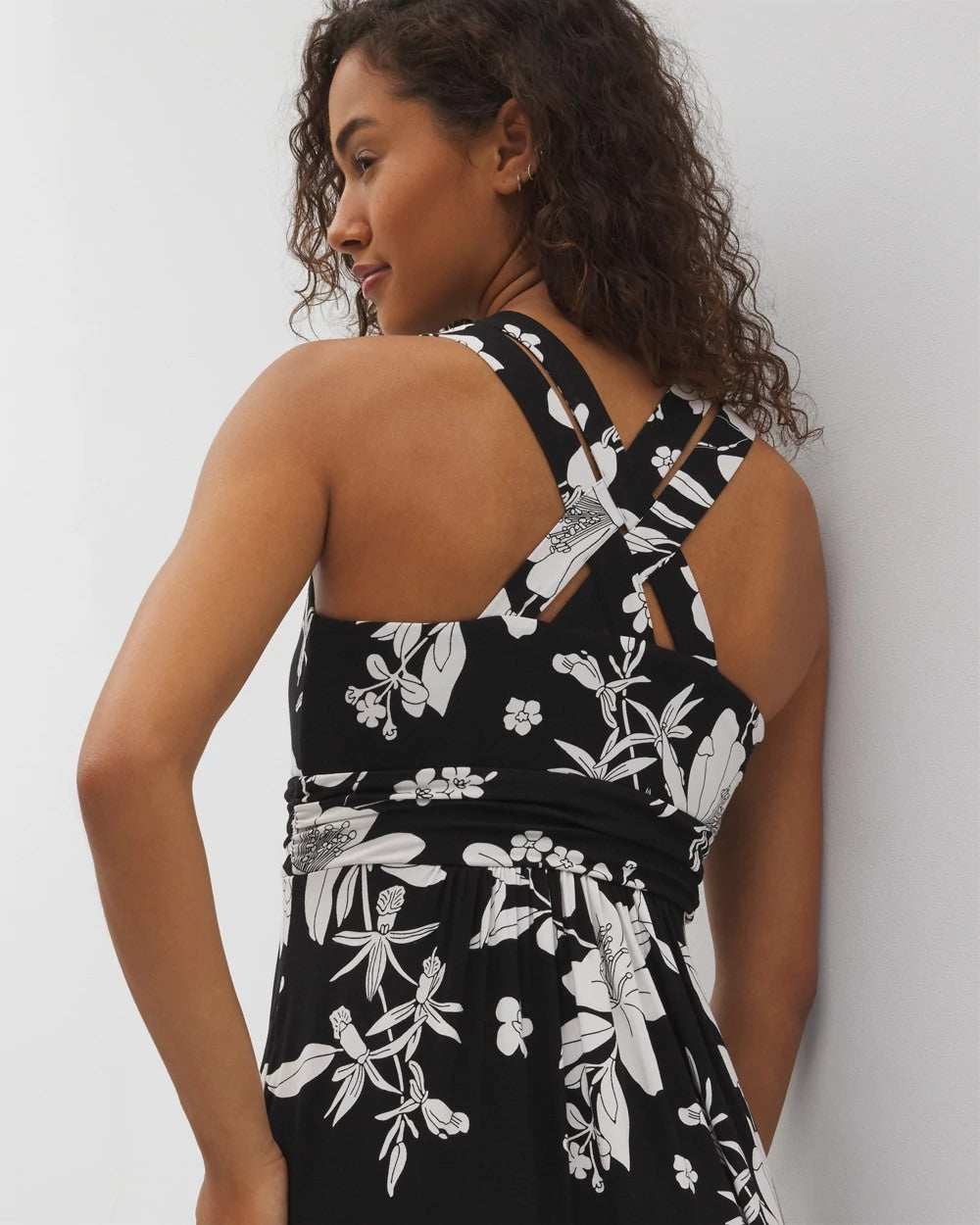 PLUMERIA DREAM G BLACK - Isla Cross Back Maxi Bra Dress