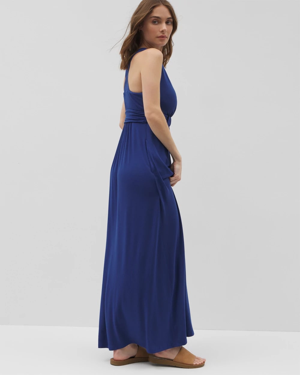 NAVY PEONY - Isla Cross Back Maxi Bra Dress