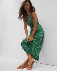 TROPICAL TRELLIS GREEN - Isla Cross Back Maxi Bra Dress