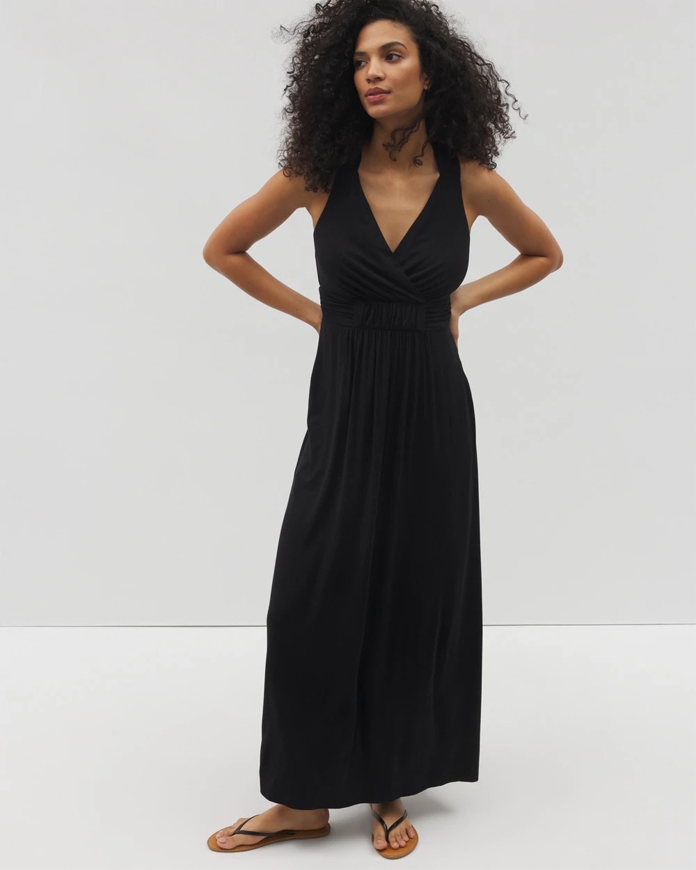 BLACK - Isla Cross Back Maxi Bra Dress