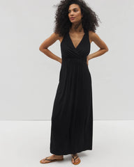 BLACK - Isla Cross Back Maxi Bra Dress
