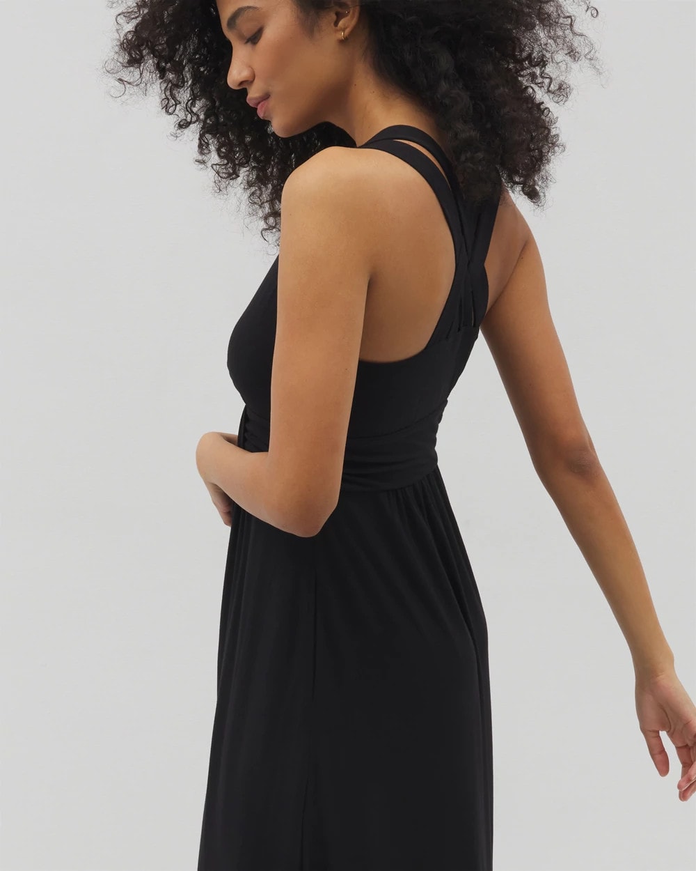 BLACK - Isla Cross Back Maxi Bra Dress