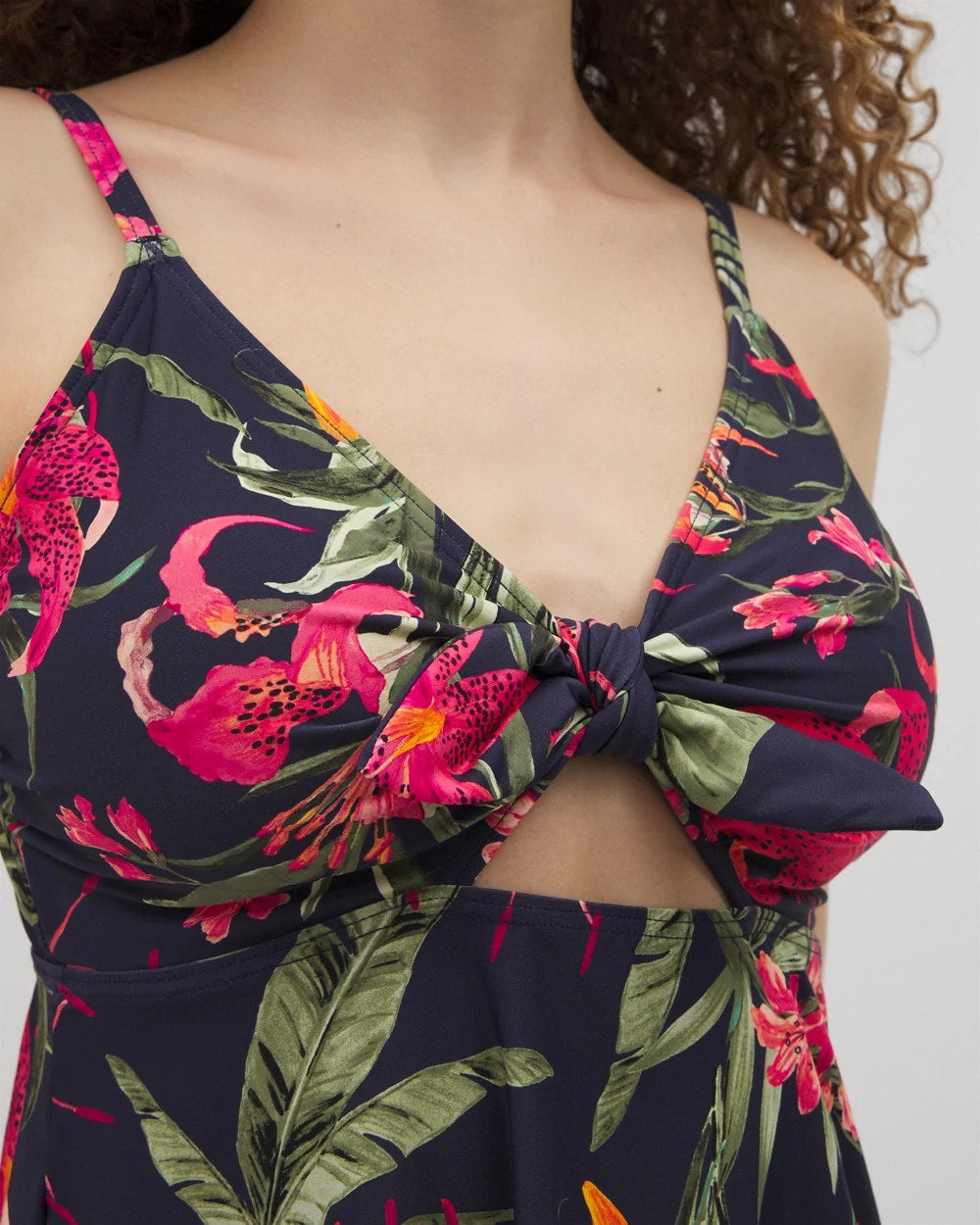 LE TIGRE TROPICAL NAVY - Soma Swim Flyaway Tankini Top