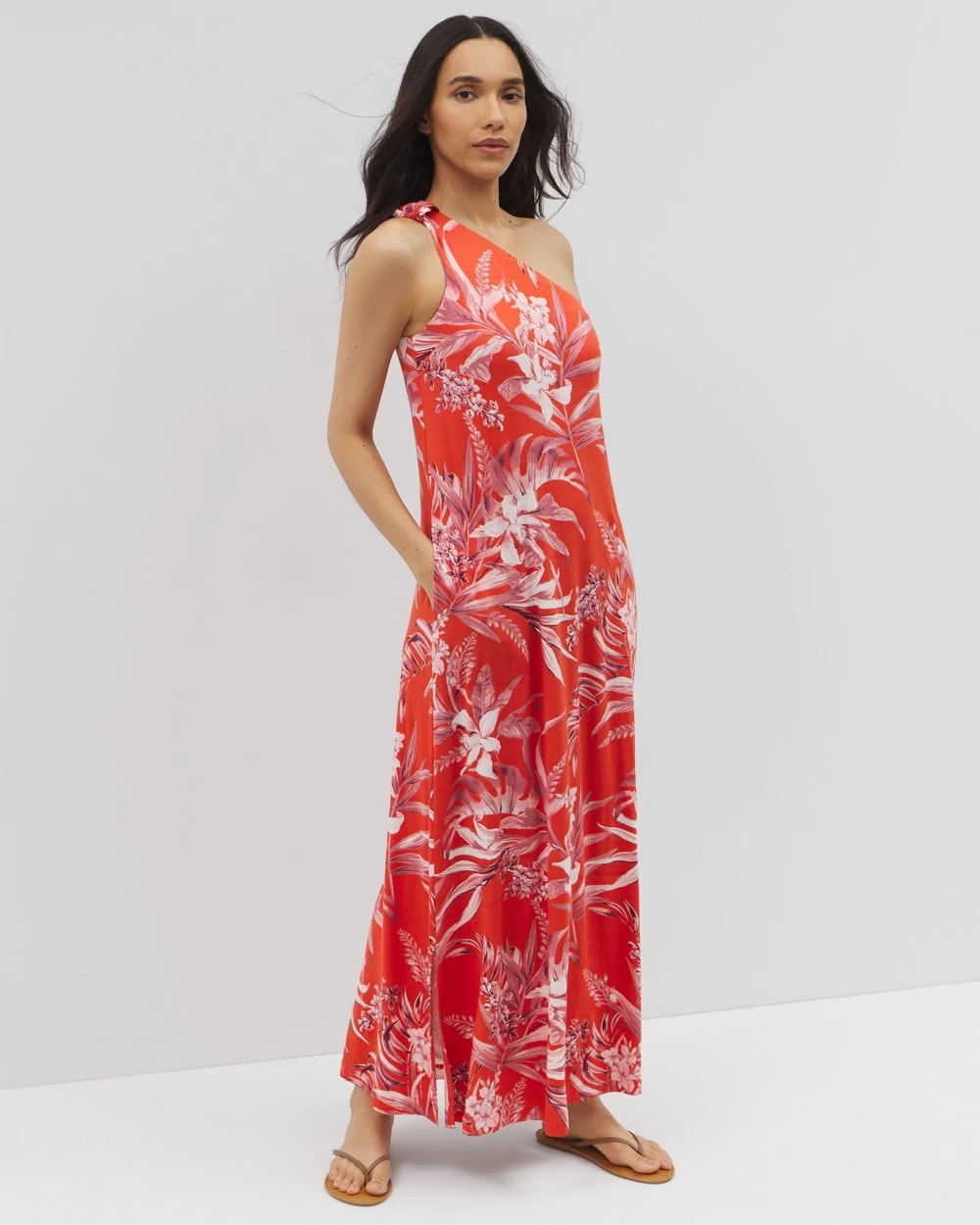 PALM PERFECT G GOJI BERRY - One-Shoulder Maxi Bra Dress