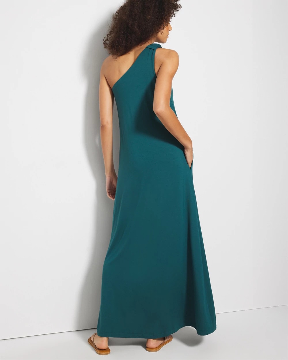 DEEP TEAL - One-Shoulder Maxi Bra Dress