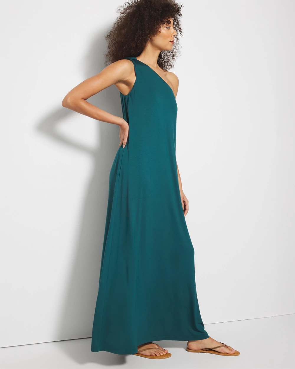 DEEP TEAL - One-Shoulder Maxi Bra Dress