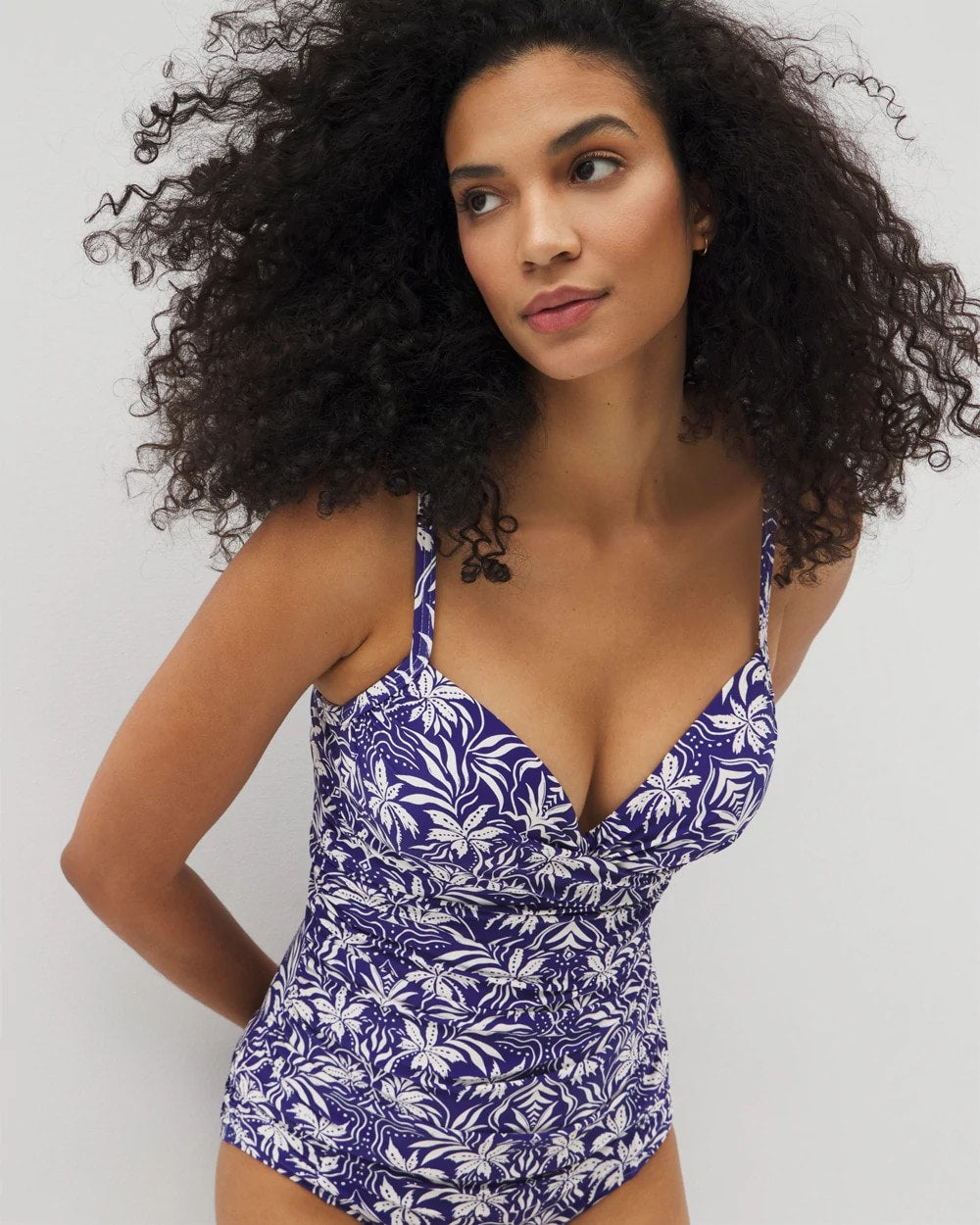 TROPIC TILES TRUE BLUE - Twist Tankini Top