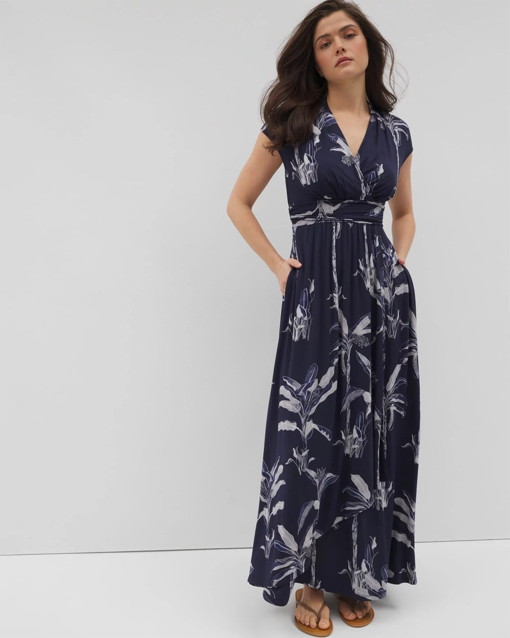 PALM TOILE NIGHTFALL NAVY - Serenity Maxi Bra Dress