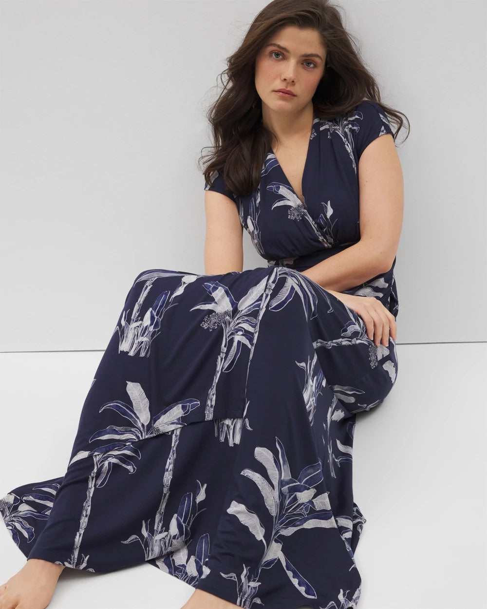 PALM TOILE NIGHTFALL NAVY - Serenity Maxi Bra Dress