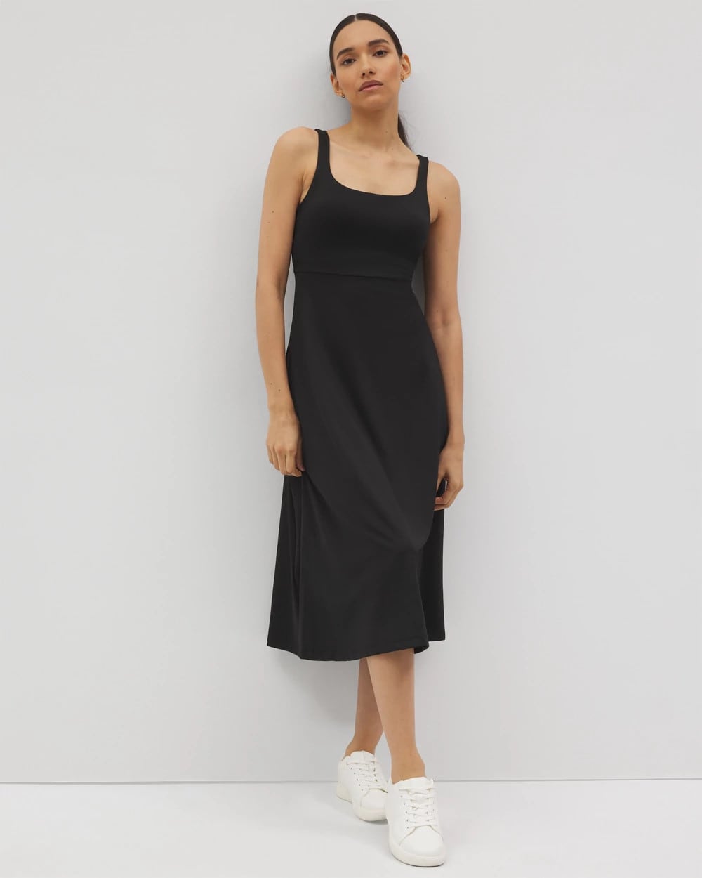 BLACK - Lounge Square Neck Midi Dress