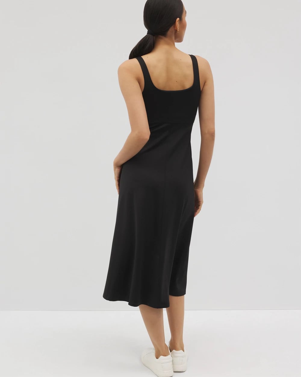 BLACK - Lounge Square Neck Midi Dress