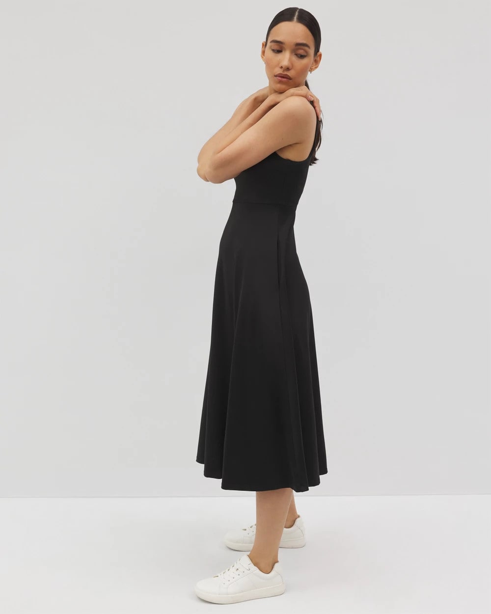 BLACK - Lounge Square Neck Midi Dress