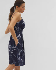 PALM TOILE NIGHTFALL NAVY - Paradiso Short Bra Dress