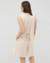 PALE SAND STRIPE - Beach Cotton Short Dress