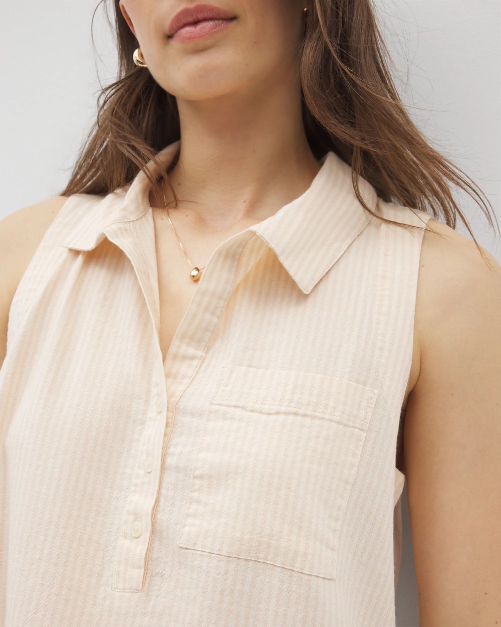PALE SAND STRIPE - Beach Cotton Short Dress